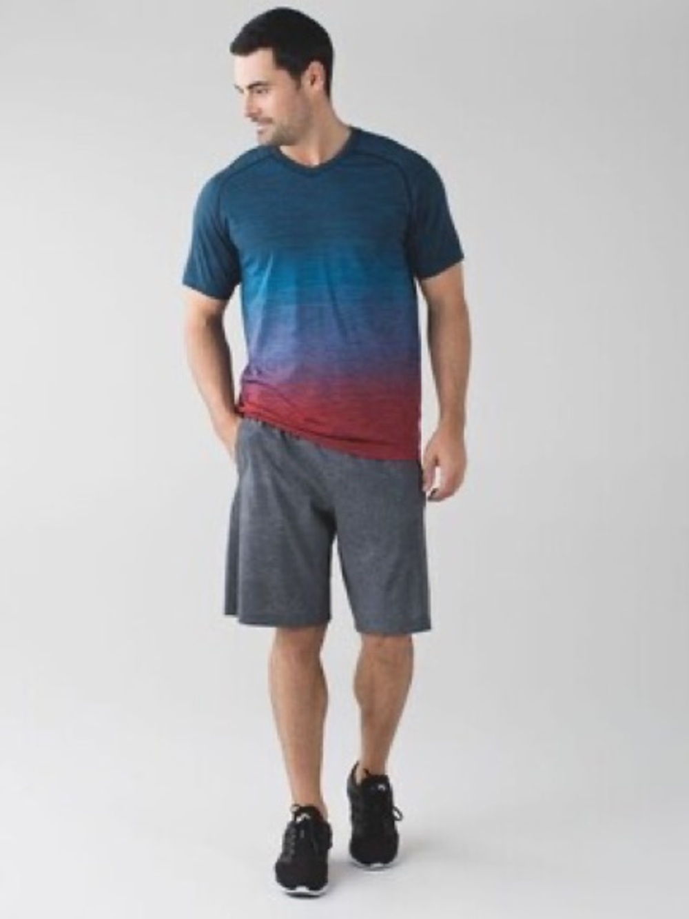 Lululemon Metal Vent Tech SS - V  Gradient Men’s Size Medium Blue / Red